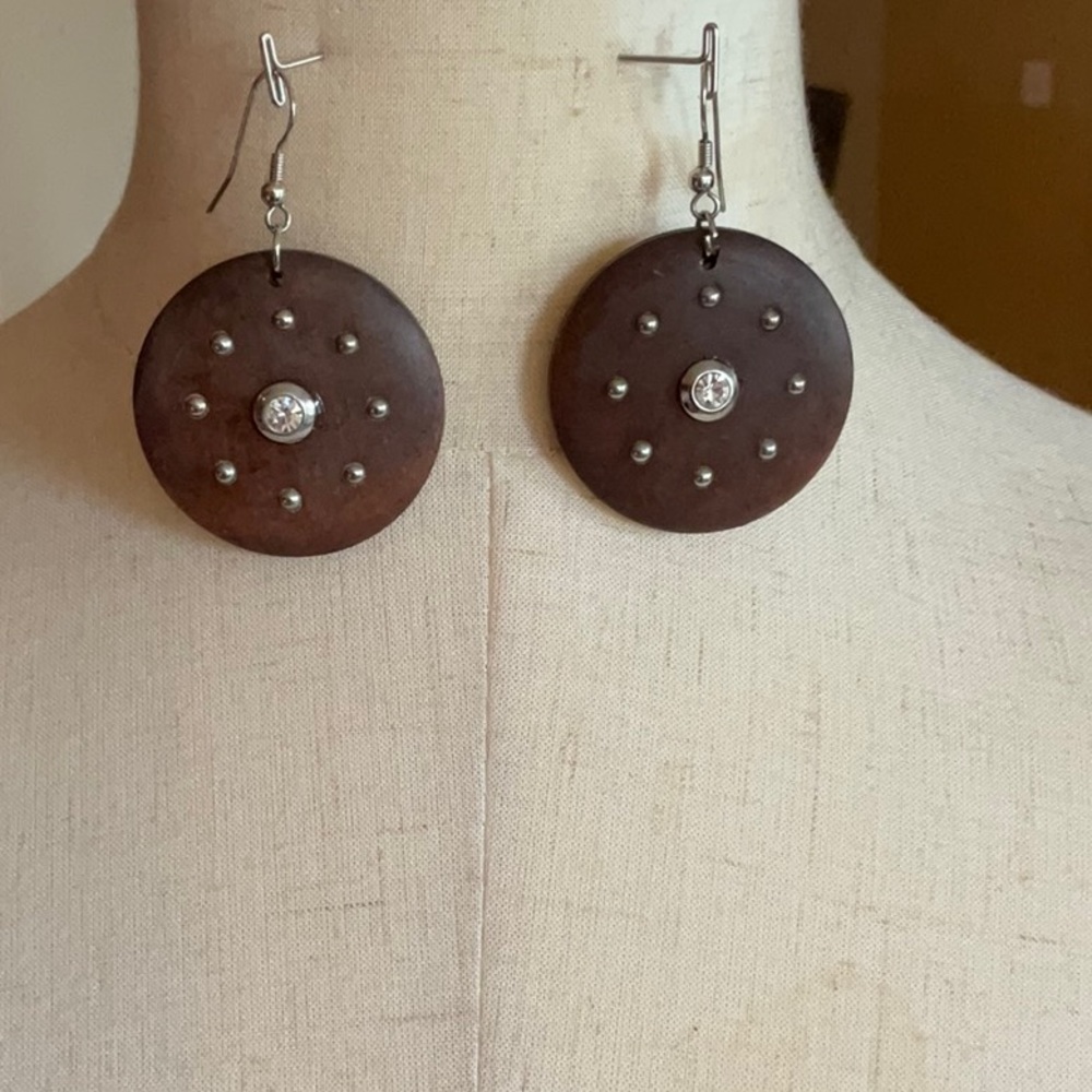 Brown Wood with Silver and clear stones, Preowned